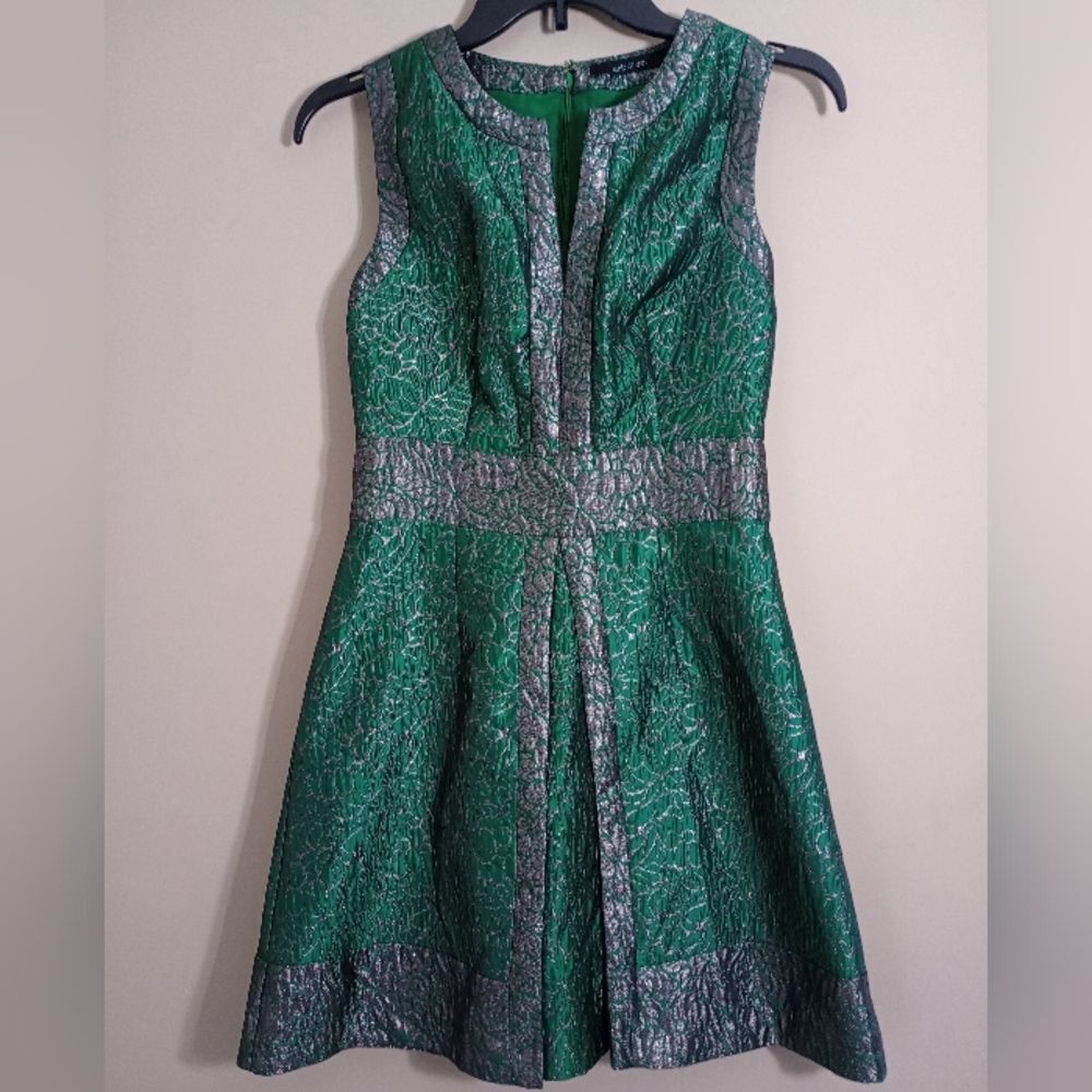 Ark & Co. Green And Metallic Sleeveless Dress Size Small